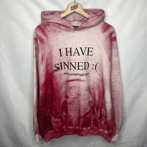 NWT Praying I Have Sinned :( Dyed Hoodie in Red XL